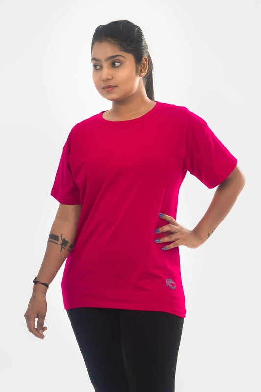 GS- Women’s Rusia Pink Cotton Tee | Women’s Drop Shoulder T-Shirt